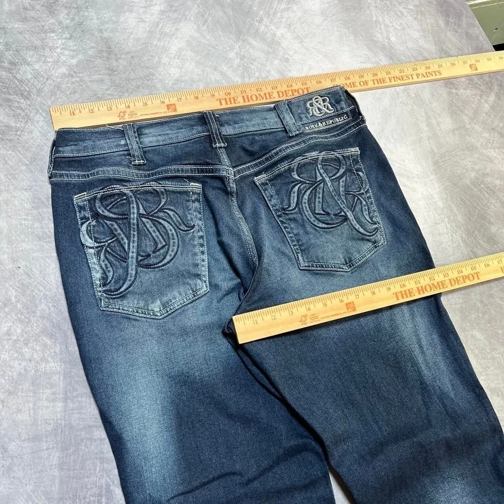 Y2K 2000s Rock & Republic Grunge Indie Skater Hip Hop Embroidered Denim Jeans
